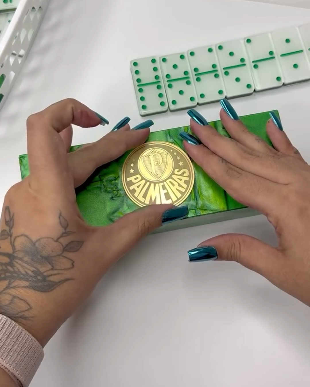 Dominó Personalizado PALMEIRAS – Edição Resina Holográfica Exclusiva