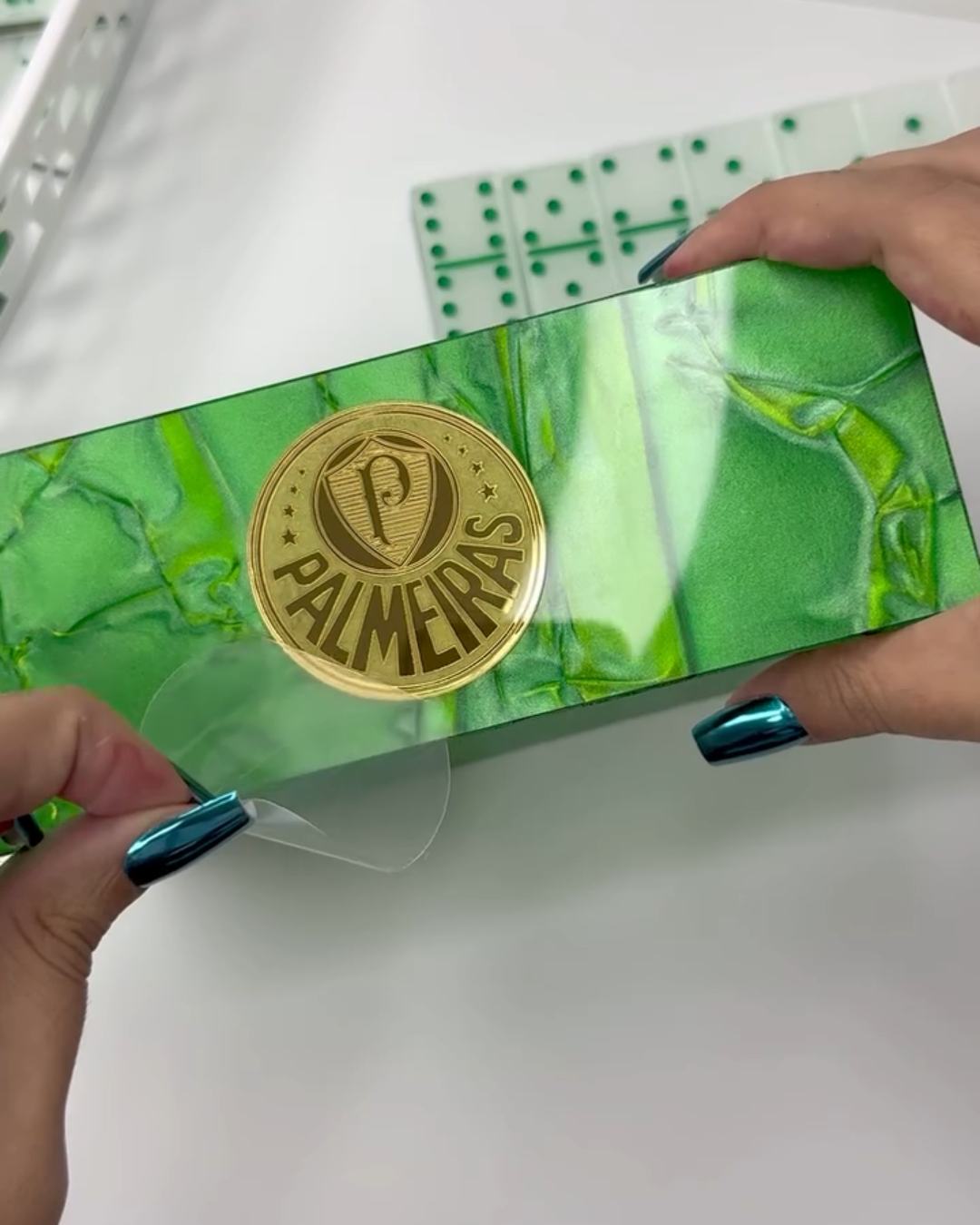 Dominó Personalizado PALMEIRAS – Edição Resina Holográfica Exclusiva