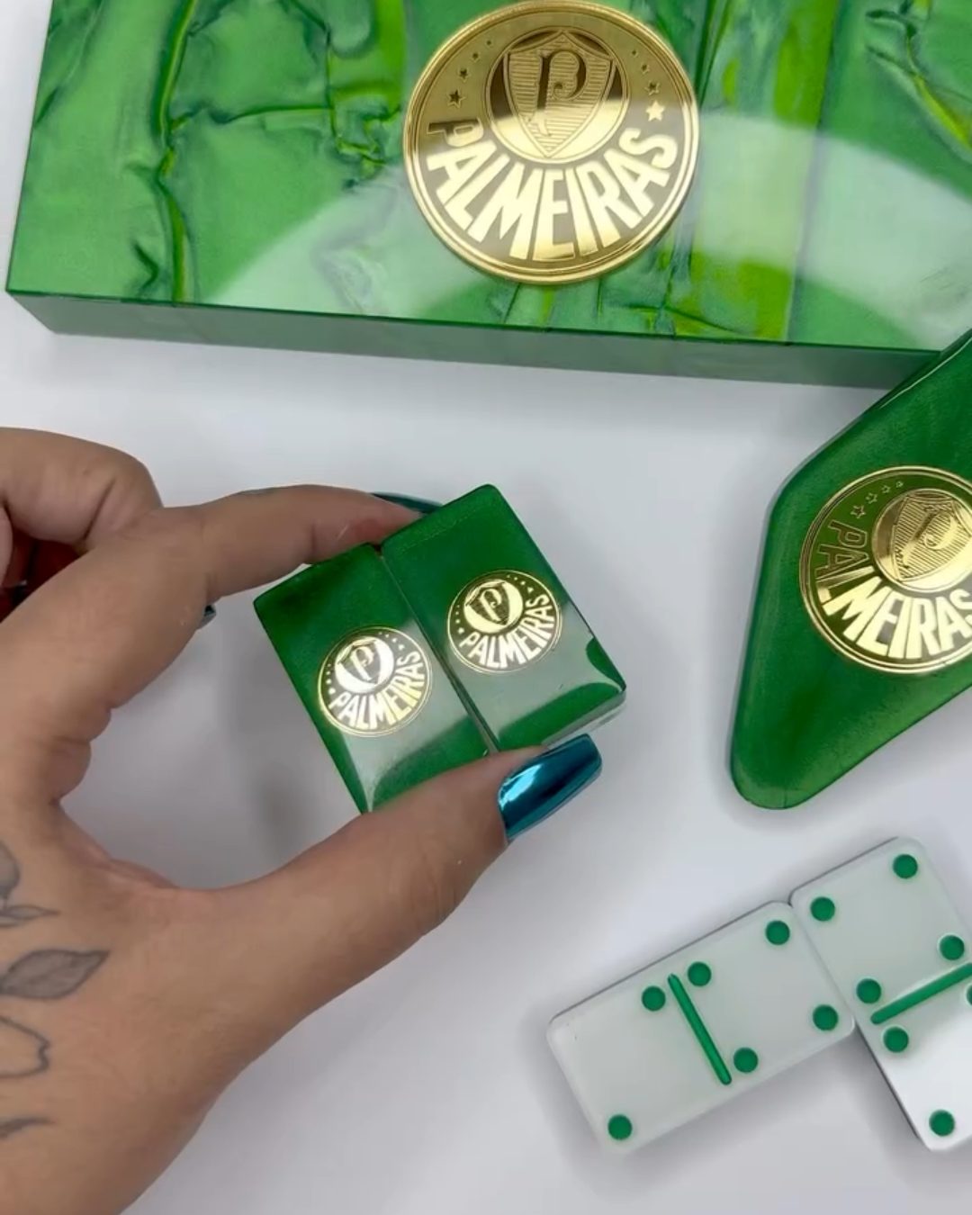 Dominó Personalizado PALMEIRAS – Edição Resina Holográfica Exclusiva
