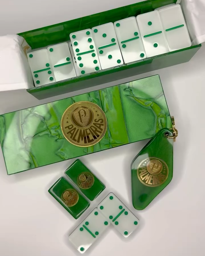 Dominó Personalizado PALMEIRAS – Edição Resina Holográfica Exclusiva